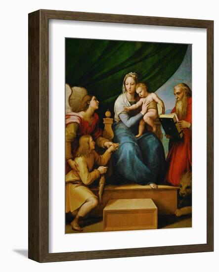 Madonna with a Fish (In the Hand of Young Tobias, Accompanied by the Archangel Raphael)-Raphael-Framed Giclee Print