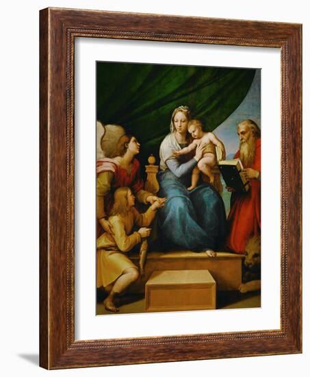 Madonna with a Fish (In the Hand of Young Tobias, Accompanied by the Archangel Raphael)-Raphael-Framed Giclee Print