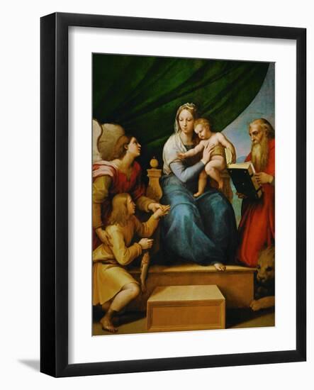 Madonna with a Fish (In the Hand of Young Tobias, Accompanied by the Archangel Raphael)-Raphael-Framed Giclee Print
