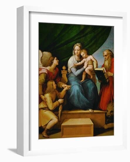 Madonna with a Fish (In the Hand of Young Tobias, Accompanied by the Archangel Raphael)-Raphael-Framed Giclee Print