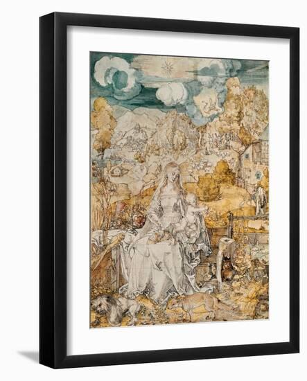 Madonna with a Multitude of Animals. Watercolour.-Albrecht Dürer-Framed Giclee Print