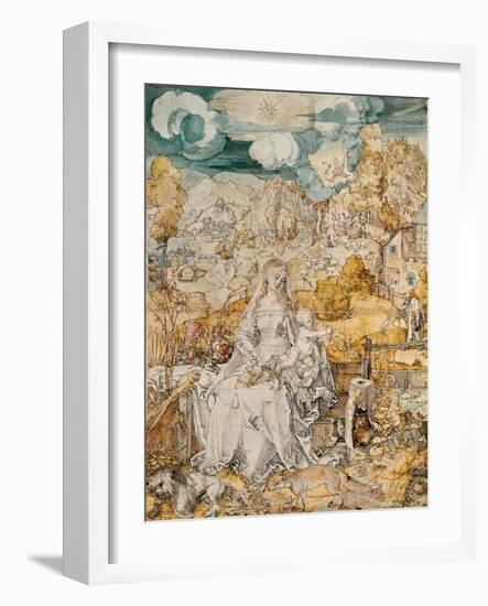 Madonna with a Multitude of Animals. Watercolour.-Albrecht Dürer-Framed Giclee Print