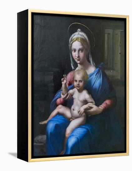 Madonna with Child, 16Th Century (Oil on Panel)-Giulio Romano-Framed Premier Image Canvas