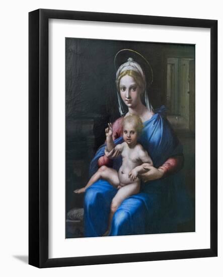 Madonna with Child, 16Th Century (Oil on Panel)-Giulio Romano-Framed Giclee Print