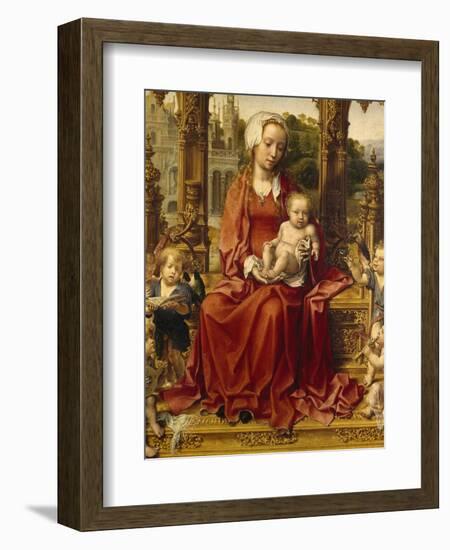Madonna with Child and Angel Musicians, Central Panel of Malvern Triptych, 1511-1515-Jan Gossaert-Framed Giclee Print
