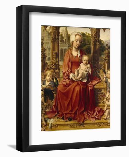 Madonna with Child and Angel Musicians, Central Panel of Malvern Triptych, 1511-1515-Jan Gossaert-Framed Giclee Print