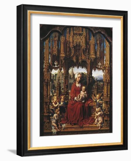 Madonna with Child and Angel Musicians, Central Panel of Malvern Triptych-Jan Gossaert-Framed Giclee Print