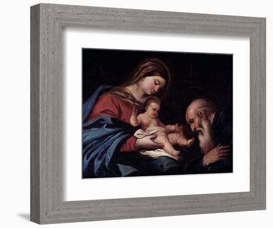 Madonna with Child and Saint Benedict (Oil on Canvas, 1670)-Luca Giordano-Framed Giclee Print