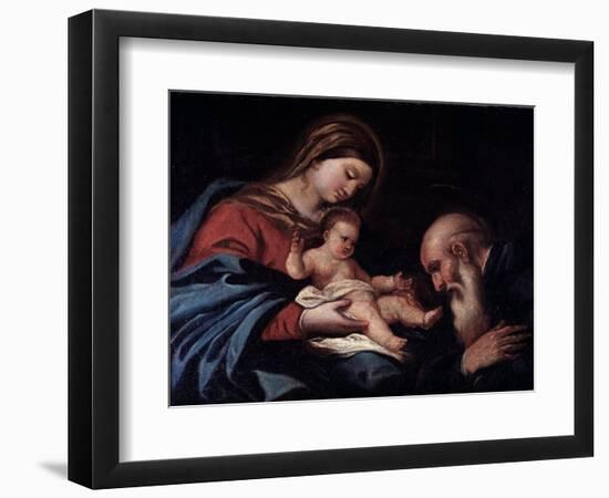 Madonna with Child and Saint Benedict (Oil on Canvas, 1670)-Luca Giordano-Framed Giclee Print