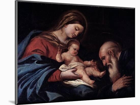 Madonna with Child and Saint Benedict (Oil on Canvas, 1670)-Luca Giordano-Mounted Giclee Print