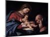Madonna with Child and Saint Benedict (Oil on Canvas, 1670)-Luca Giordano-Mounted Giclee Print