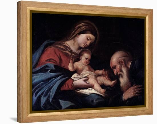 Madonna with Child and Saint Benedict (Oil on Canvas, 1670)-Luca Giordano-Framed Premier Image Canvas
