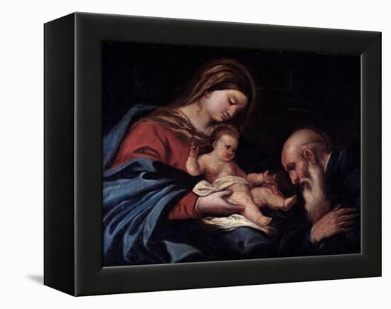 Madonna with Child and Saint Benedict (Oil on Canvas, 1670)-Luca Giordano-Framed Premier Image Canvas