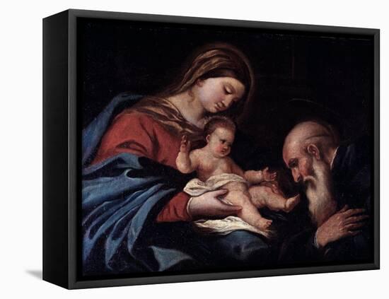 Madonna with Child and Saint Benedict (Oil on Canvas, 1670)-Luca Giordano-Framed Premier Image Canvas