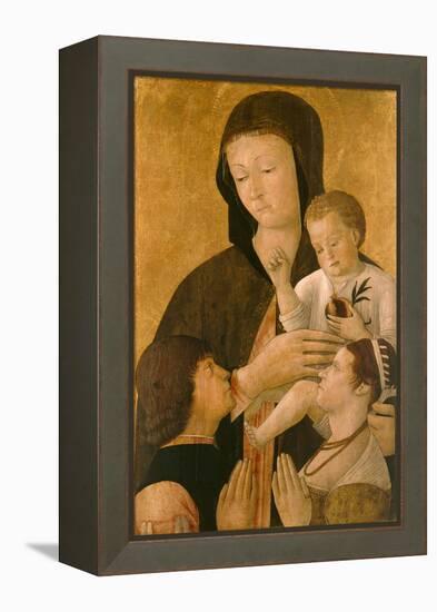 Madonna with Child and Two Donors, 1460-Gentile Bellini-Framed Premier Image Canvas