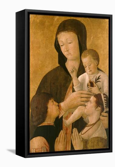 Madonna with Child and Two Donors, 1460-Gentile Bellini-Framed Premier Image Canvas