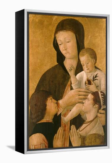 Madonna with Child and Two Donors, 1460-Gentile Bellini-Framed Premier Image Canvas