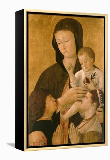 Madonna with Child and Two Donors, 1460-Gentile Bellini-Framed Premier Image Canvas