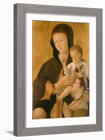 Madonna with Child and Two Donors, 1460-Gentile Bellini-Framed Giclee Print