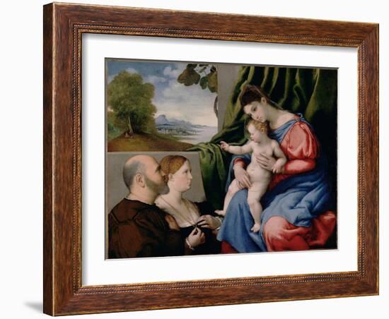 Madonna with Child and Two Donors, 1525-1530-Lorenzo Lotto-Framed Giclee Print