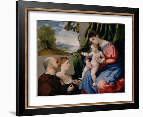 Madonna with Child and Two Donors, 1525-1530-Lorenzo Lotto-Framed Giclee Print