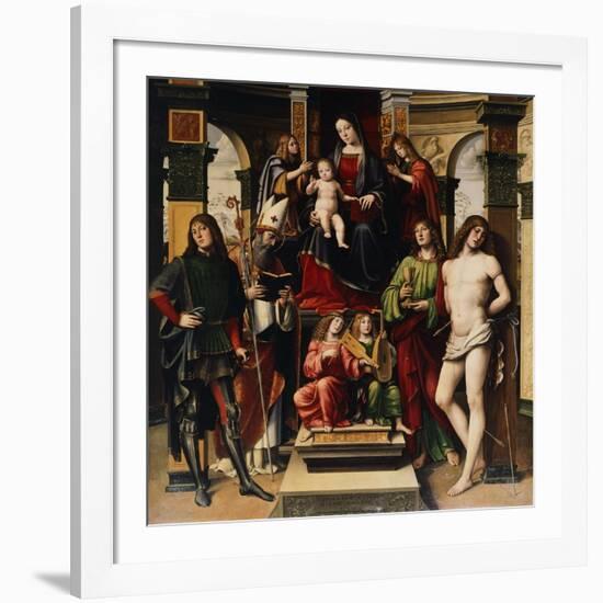 Madonna with Child, Angels and Saints-Francesco Francia-Framed Giclee Print