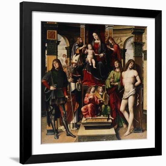 Madonna with Child, Angels and Saints-Francesco Francia-Framed Giclee Print