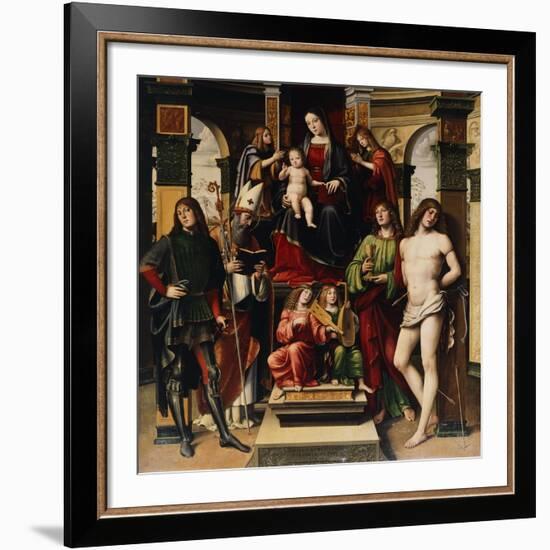 Madonna with Child, Angels and Saints-Francesco Francia-Framed Giclee Print