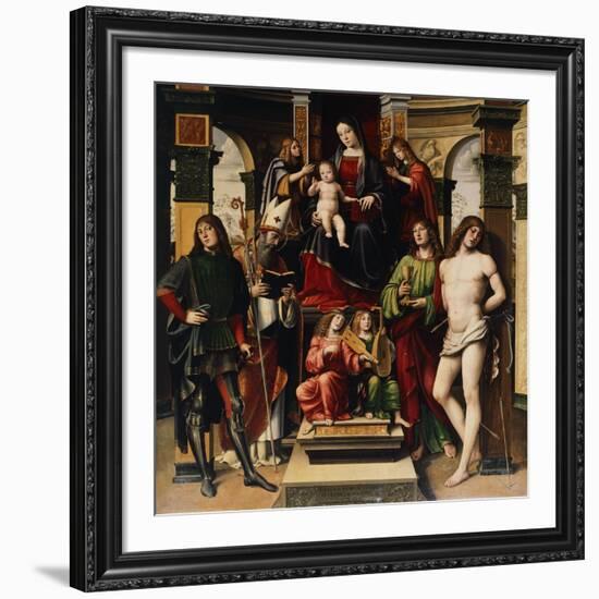 Madonna with Child, Angels and Saints-Francesco Francia-Framed Giclee Print