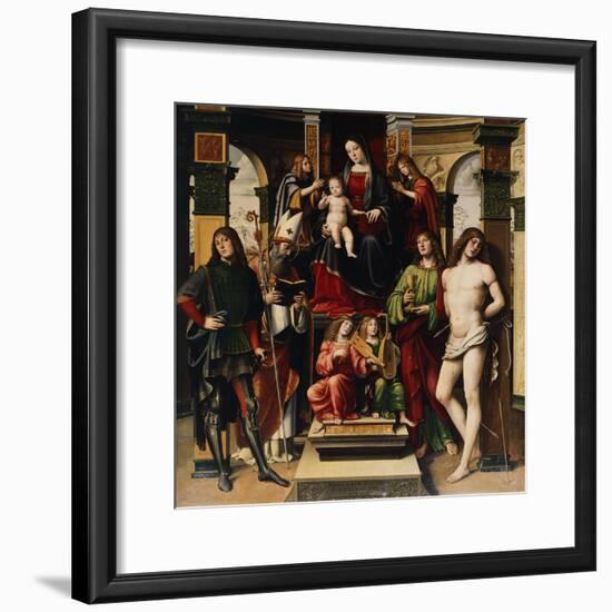 Madonna with Child, Angels and Saints-Francesco Francia-Framed Giclee Print