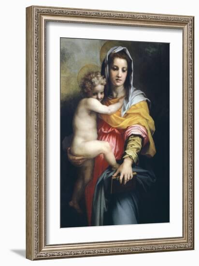 Madonna with Child, Detail from Madonna of the Harpies,1517-Andrea del Sarto-Framed Giclee Print