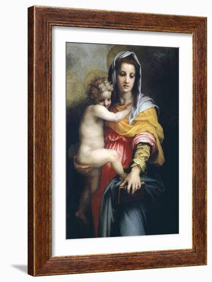 Madonna with Child, Detail from Madonna of the Harpies,1517-Andrea del Sarto-Framed Giclee Print