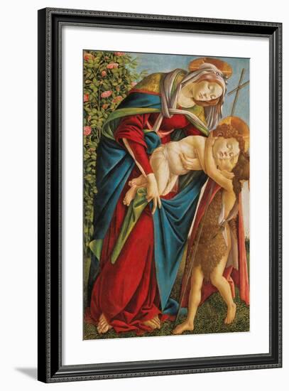Madonna with Child Embracing the Young St John-Sandro Botticelli-Framed Giclee Print