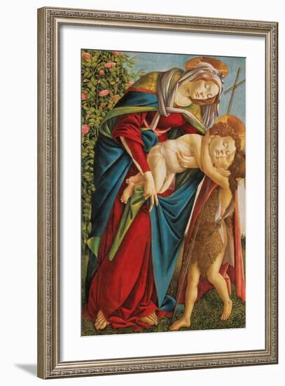 Madonna with Child Embracing the Young St John-Sandro Botticelli-Framed Giclee Print