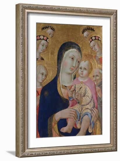 Madonna with Child, Saints Apollonia and Bernardino and Four Angels, Ca 1460-Sano di Pietro-Framed Giclee Print