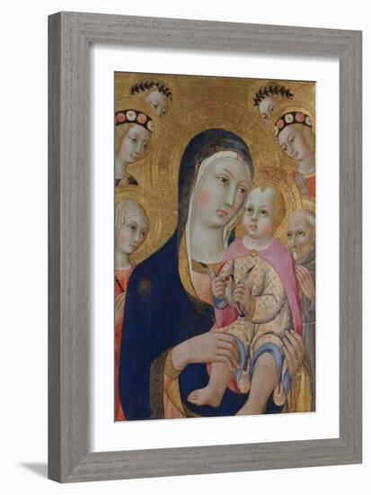 Madonna with Child, Saints Apollonia and Bernardino and Four Angels, Ca 1460-Sano di Pietro-Framed Giclee Print