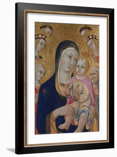 Madonna with Child, Saints Apollonia and Bernardino and Four Angels, Ca 1460-Sano di Pietro-Framed Giclee Print