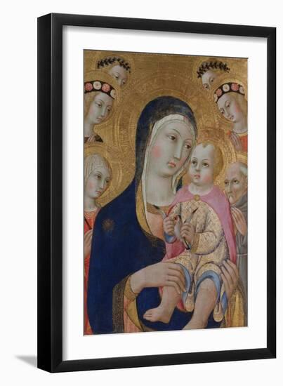 Madonna with Child, Saints Apollonia and Bernardino and Four Angels, Ca 1460-Sano di Pietro-Framed Giclee Print