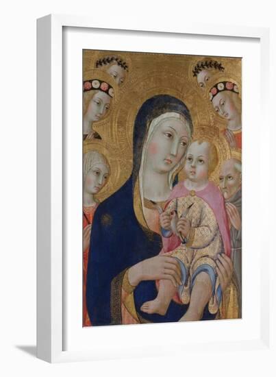 Madonna with Child, Saints Apollonia and Bernardino and Four Angels, Ca 1460-Sano di Pietro-Framed Giclee Print