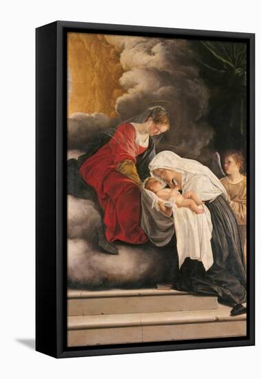 Madonna with Child with St Frances of Rome and Anm Angel-Orazio Gentileschi-Framed Premier Image Canvas