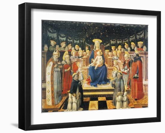 Madonna with Enthroned Child, Angels, Saints and Donors, by Giovanni Boccati (Active 1420-1480)-null-Framed Giclee Print