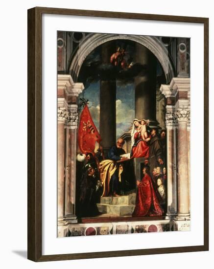 Madonna with Saints and Members of the Pesaro Family, 1519-26 Altarpiece-Titian (Tiziano Vecelli)-Framed Photographic Print