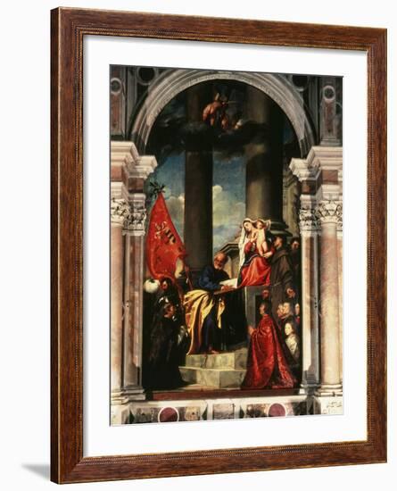 Madonna with Saints and Members of the Pesaro Family, 1519-26 Altarpiece-Titian (Tiziano Vecelli)-Framed Photographic Print