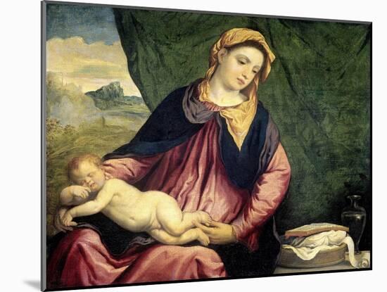 Madonna with Sleeping Child, Between 1540 and 1560-Paris Bordone-Mounted Giclee Print