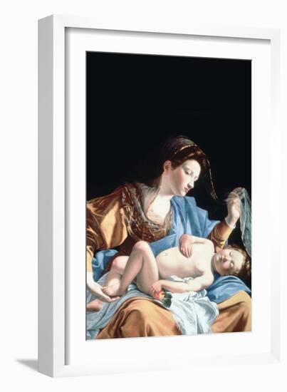 Madonna with Sleeping Christ Child-Artemisia Gentileschi-Framed Art Print