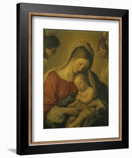 Madonna with the Infant Jesus Sleeping, 17th century-Giovanni Battista Salvi da Sassoferrato-Framed Premium Giclee Print