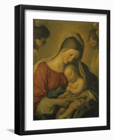 Madonna with the Infant Jesus Sleeping, 17th century-Giovanni Battista Salvi da Sassoferrato-Framed Giclee Print