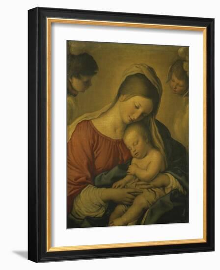 Madonna with the Infant Jesus Sleeping, 17th century-Giovanni Battista Salvi da Sassoferrato-Framed Giclee Print