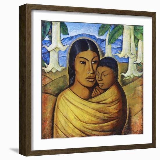 Madre Con Ibida-Alfredo Ramos Martinez-Framed Art Print