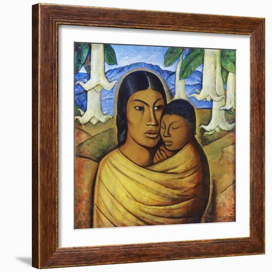 Madre Con Ibida-Alfredo Ramos Martinez-Framed Art Print